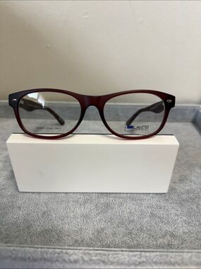 NWOT Lantis Optical L6018 Burgundy Plastic Full-Rim Oval Glasses Eyesize 52